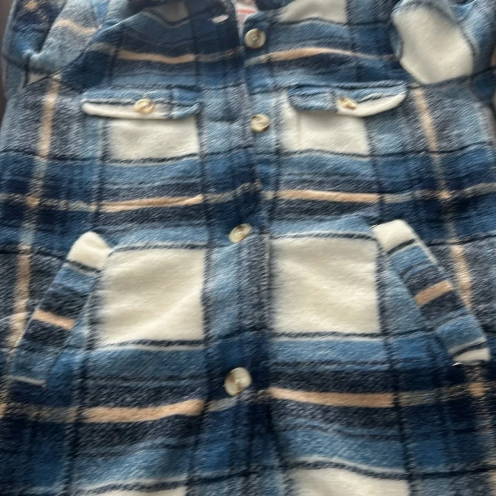 Joe Fresh Blue and Cream Plaid Coat - Picture 9 of 11